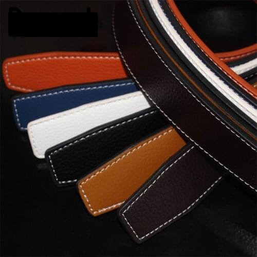 Deepeel1pc 3.3-3.7cm*105-125cm Mens Leather Belt body Without Buckle waistband Casual Pants Decoration wide business Belt YK636