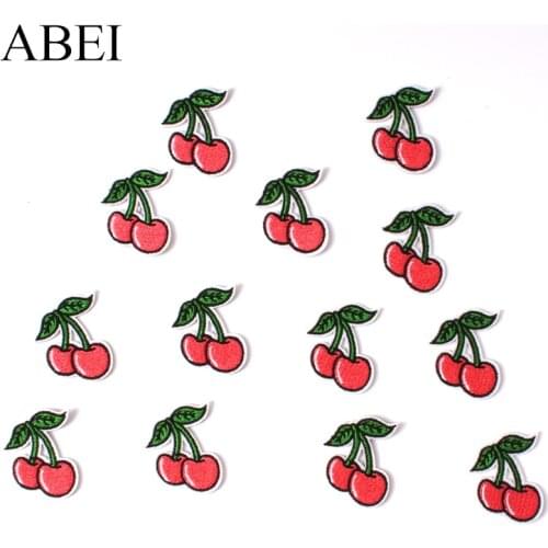 10pcs Embroidered Cherry Patches Iron On Cartoon Fruits Stickers For Jeans Backpack Coats Shoes Pants Sewing Fabric Appliques