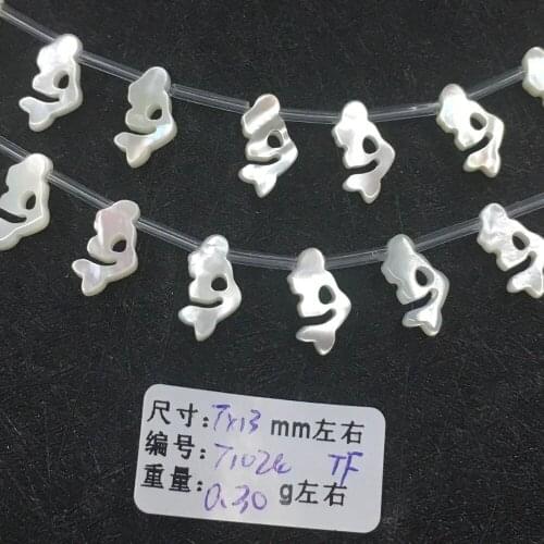 100pcs 7mmx13mm mermaid white MOP Naturliche Genuine Mother Of Pearl loose bead with hole