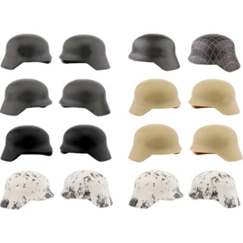 WW2 German M35 Helmet Building Blocks Military Soldier Figures Headgear Accessories with Printed Pattern Helmets Model Toys C243