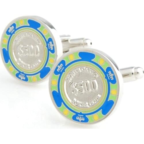 YH-1731 Novelty $100 and $500 Gambling Chips Cufflinks - Factory Direct Selling