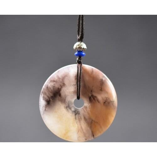 Natural Jade Dount Jadeite Donut Necklace Pendant Jade Jewelryn jinsiyu