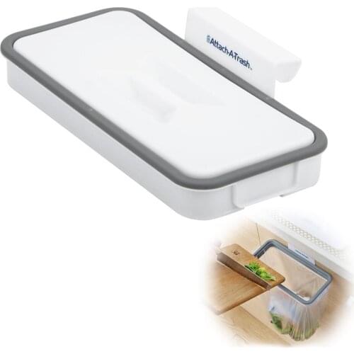 Cupboard Door Back Hanging Storage Racks Garbage Bag Holder Trash Rack with Lid Kitchen Accessories Kitchen Garbage Bag Holder