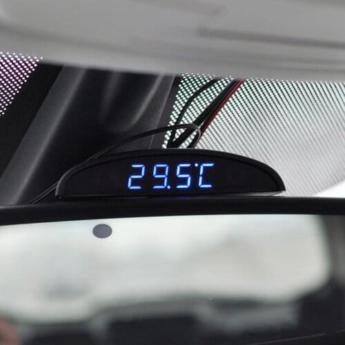Portable 2 in 1 Car Digital LCD Clock/Voltmeter/Temperature Display Electronic Clock Thermometer Car Automotive Blue Backlight
