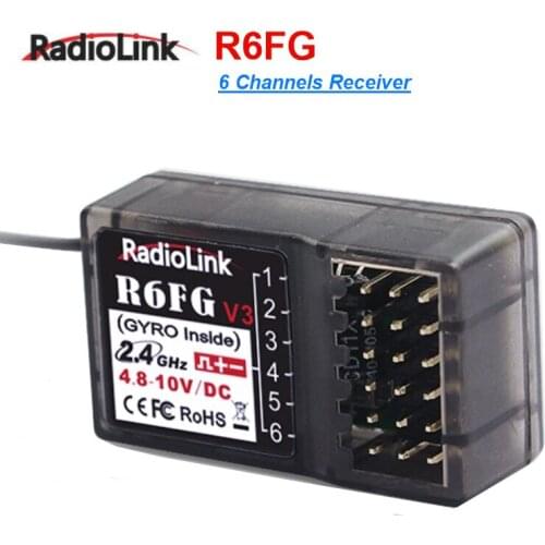 Radiolink R6FG 6CH 2.4G Receiver With Gyro Integrated And HV Servo Supported for RC4GS/RC6GS/RC4G/T8FB