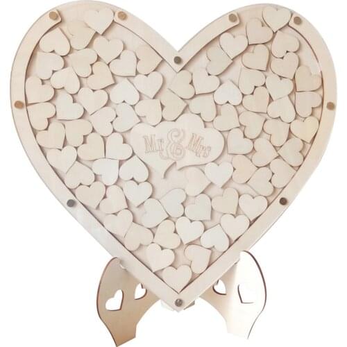 Wedding Guest Book Alternative Guestbook Anniversary Display Stand Easel Personalized European Style Love Type Wood Hearts