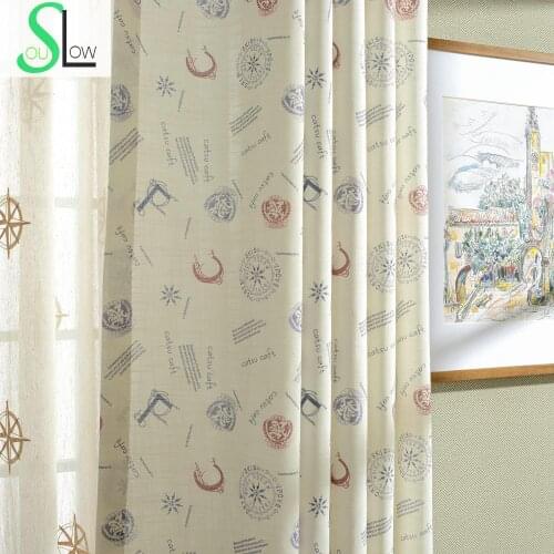 Leisure Moment Fabric Printing Curtain Cartoon Pastoral French Window Curtains ChildrenKitchen Modern Living Room For Children