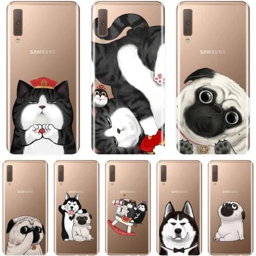 Back Cover For Samsung Galaxy A3 A5 2016 2017 A6 A7 A8 2018 Pug Dog Soft Phone Case Silicone For Samsung Galaxy A6 A8 Plus 2018