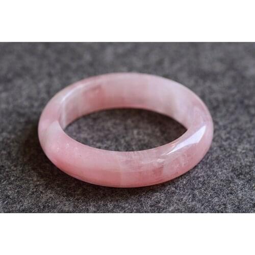 Madagascar Natural Rose Pink Quartz Bangles For Women Inner Diameter 58-60mm Round Natural Stone Fashion Bracelet Bangle