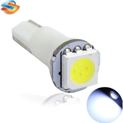 100pcs T5 Wedge 5050 1-SMD Car Dashboard Voiture Interior Light Instrument led lamp auto bulb socket