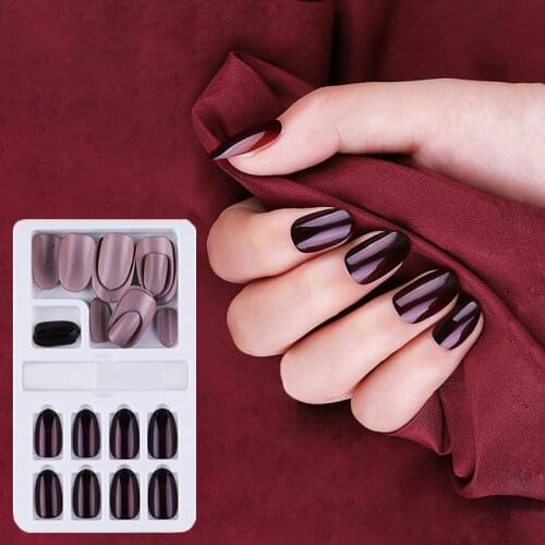 24/30Pcs Fake Nails With Glue Press On Nails Nail Tips With Jelly Double-sided Tape Natural Extension Nail Art