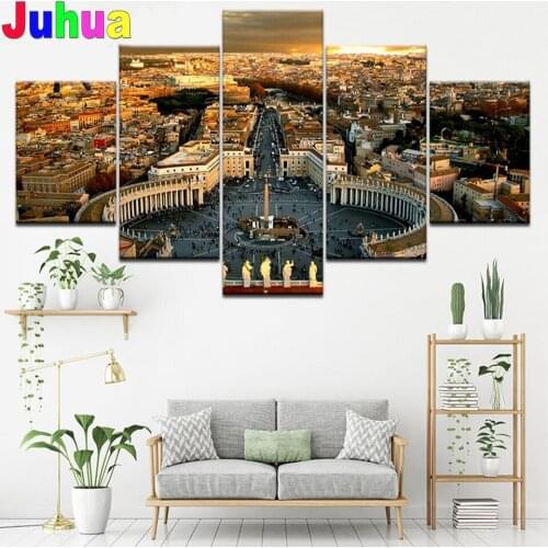 5D Diy Diamond Painting"Basilica Di San Pietro In Vatican"Mosaic Full Square Round Diamond Embroidery 5 Piece Romantic