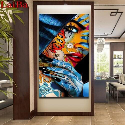 Graffiti Women Portrait Diamond Embroidery 5D DIY Full Drill Round Diamond Painting Colorful girl Pattern Mosaic Cross Stitch