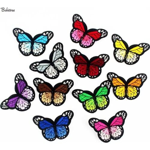10 Colors a Lot Embroidered Butterfly Patches Iron on Transfers for Clothing Sewing Appliques for Jacket Bags Stickers