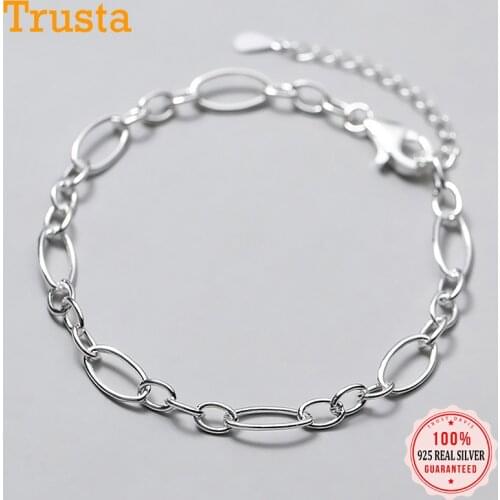 Trustdavis Real 925 Sterling Silver Fashion Sweet Ellipse Round Chain Bracelet For Women Wedding Fine S925 Jewelry Gift DA1701