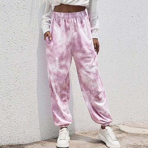 2021 Summer Spring Track Pants Blue Loose Elastic Waist Harem Pants Streetwear Hot Women Jogger Drawstring Sweatpants