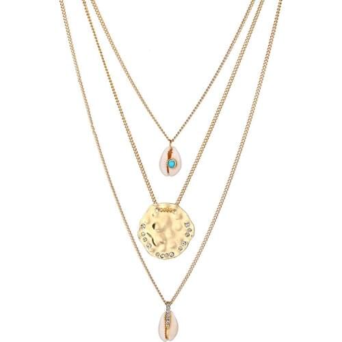 IFMIA Boho Shell Pendant Necklaces for Women Long Chain Round Charm Statement Chokers 2019 New Collares Necklace Wedding Jewelry
