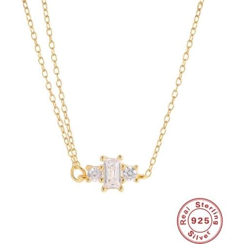 CANNER 925 Sterling Silver Chain Necklaces For Women Girls Engagement Gifts Layered Necklace Silver Minimalist Collares Bijoux