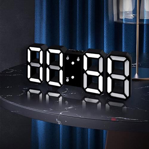 Digital Alarm Clock Wall Electronic USB Adjustable Brightness Desk 3D Living Room LED Digita Time Night Light Desktop Modern