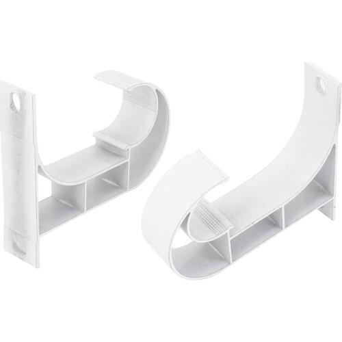 CNIM Hot 2 Pieces 1 inch od. Drapery Curtain Rod Hook Shape Metal Ceiling Mount White