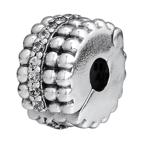 DIY Fits for Pandora Charms Bracelets Beaded Brilliance Clip Beads 100% 925 Sterling-Silver-Jewelry Free Shipping QANDOCCI
