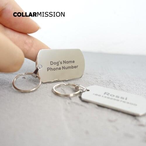 Stainless steel laser engraved dog cat name tag blank double sides oblong dog id tag DIT-033