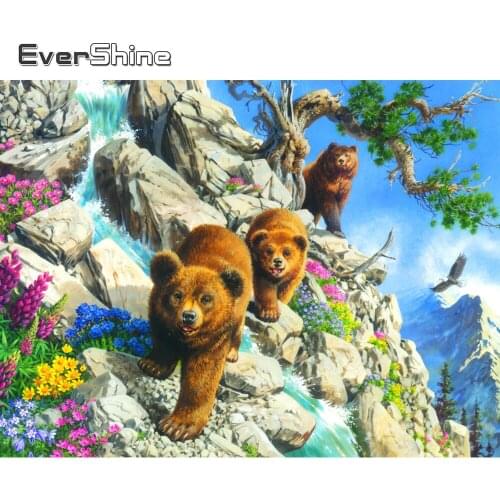Evershine 5D DIY Diamond Embroidery Bear Cross Stitch Kits Diamond Painting Animal Picture Rhinestones Mosaic Cartoon Wall Decor