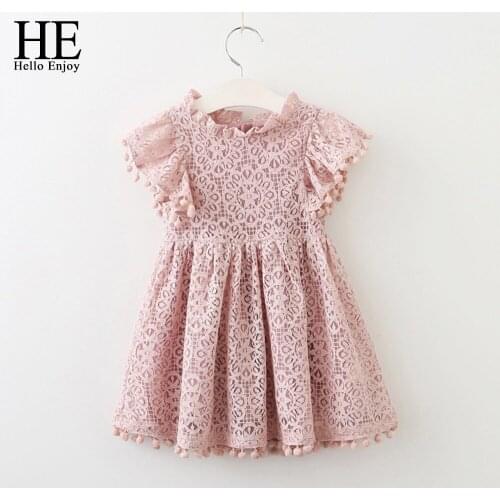 HE Hello Enjoy Girl Dresses Summer Girls Clothes Lace Little Ball Design Baby Girl Dress Birthday Party Dress Children Clothing