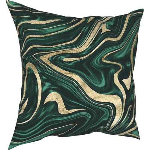 Emerald Green Black Gold Marble Pillow Case Home Decor Marbled Texture Cushion Cover Throw Pillow for Home Polyester