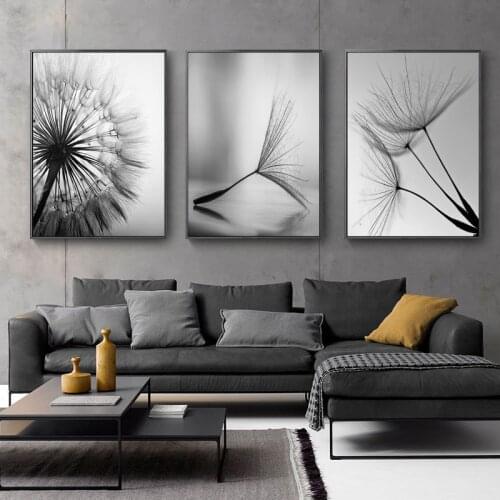 3Pcs Dandelion Diamond Painting Cross Stitch Mosaic Full Square Round Embroidery Kit Flowers Black and White DecorationsZP-4156