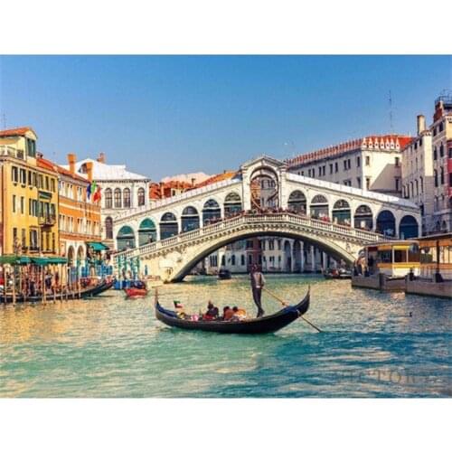 Round Diamond Painting Venice Diamond Mosaic Scenery Cross Stitch Diamond Embroidery 5D Diy Full Square Water City Home Decor