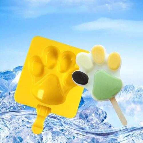 Cute Cat Claw Ice Cream Mold Popsicle Mould Food Grade Silicone Baby Cartoon Dog Claw Shape Homemade Craft Tool for Kitchen