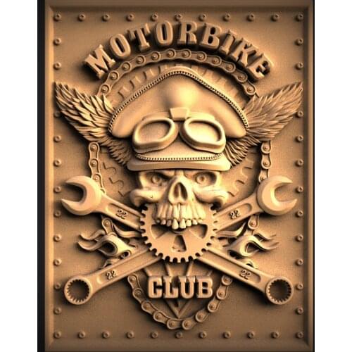 STL Model Panno for CNC Router 3D Printer Artcam Aspire Bas Relief -Pirate Skull Logo