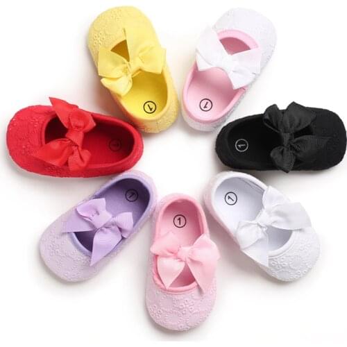 New Arrived Spring Princess First Walkers Baby Toddler Cavans Bow Bottom Non-Slip Baby moccasins Baby Girls Shoes 0-18 Months