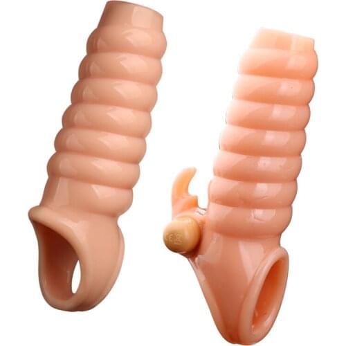 Men Delay Lock Sperm Fine Condom Threaded Enhancer Ring Penis Extender Sleeve Erection Dick Cock Ring Sex Toys For Men Intimate