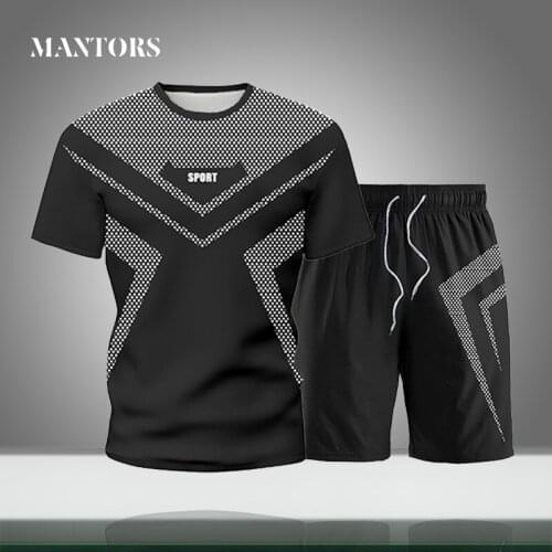 2021 Mens Casual Sets Summer New Loose Tracksuit Short-sleeved T-shirts+Shorts Two Pieces Sets Men Sportswear Jogger Sports Suit
