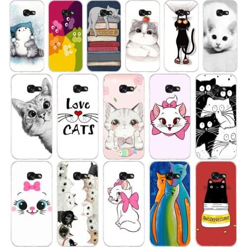 45 Cute Cat Kitty Space Meow Soft Silicone Tpu Cover phone Case for Samsung a3 2016 a5 2017 a6 plus a7 a8 a9 star lite s 6 7 8 9