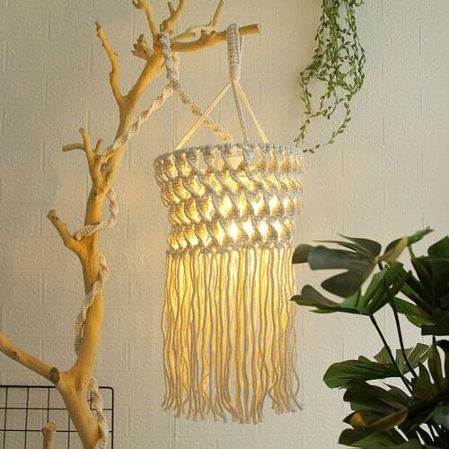 Handmade Wall Tapestry Lampshade Bohemia Macrame Boho Decor Handcraft Tassel Tapestry Background Headboard Wall Hanging Decor #A