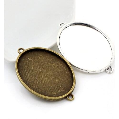 New Fashion 5pcs 30x40mm Inner Size Antique Bronze And Antique Silver Plated Classic Style Cabochon Base Setting Charms Pendant
