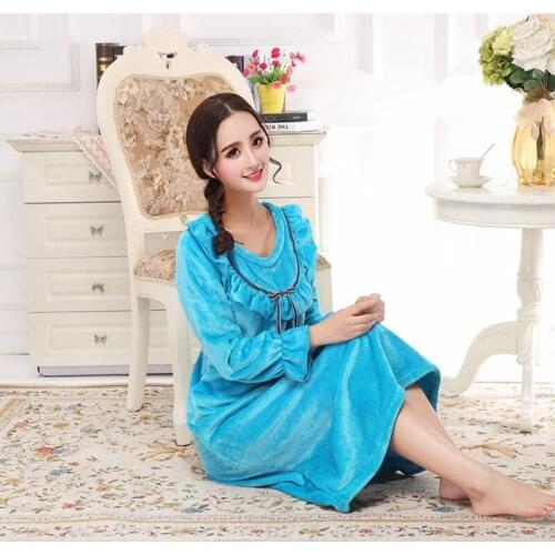 Autumn And Winter Ladies Thickened Rabbit Down Upgrade Coral Down Hair Long Royal Princess Nightgown Intimate Lingerie Sleepwear