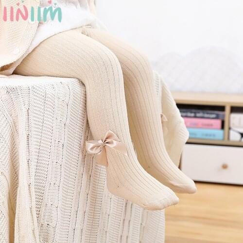 0-4 Yrs Spring Autumn Winter Lace Bowknot Tights Cotton Trousers Baby Girls Princess Pantyhose Kids Infant Knitted Ribbed Tights