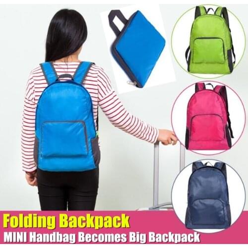 Casual Portable Backpack Double Zipper 420D Oxford Back Packing Daily Travel Women Men Shoulder Bags Folding Mini Square Bag
