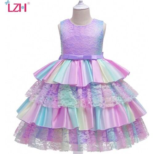LZH 2021 Puffy Princess Dress For Girls Prom Dress 4-10 Years Party Formal Dresses For Childrens Clothing New Kids Clothing
