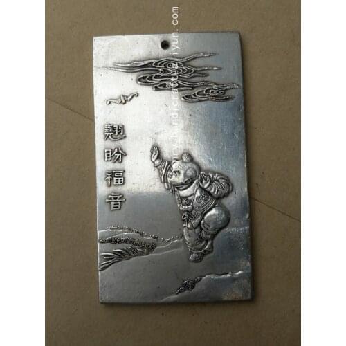 Rare Old QingDyansty silver Children & Bats Statue / Sculpture,Free shipping