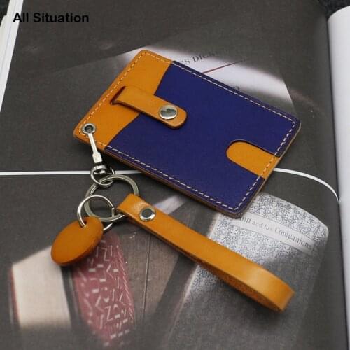 Luxury Bus Card Holders First Layer Cow Leather Top Quality Men Casual Simple Slim ID Card Purse Women Thin Wallet With Keychain