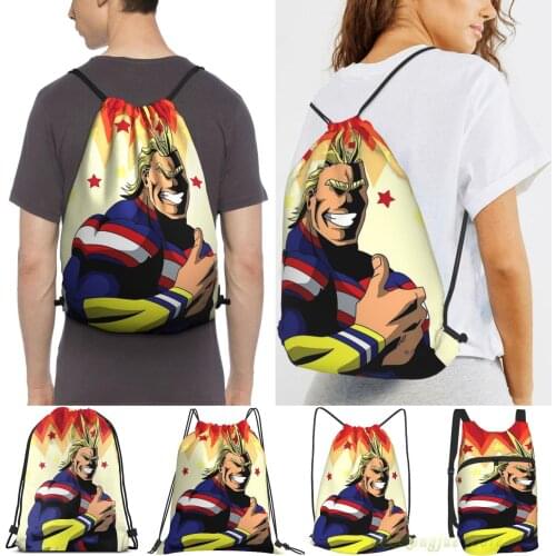 Men Sackpack Strap Bags Mha - All Might Women Purpose Drawstring Backpacks Outdoor Travel Backpacks For Gym Training Fitness Bag