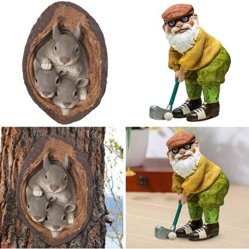 Resin Squirrel Statue Figurine Ornaments for Garden Gift Outdoor Decoration Courtyard Accessories Cartoon Squirrel Statue