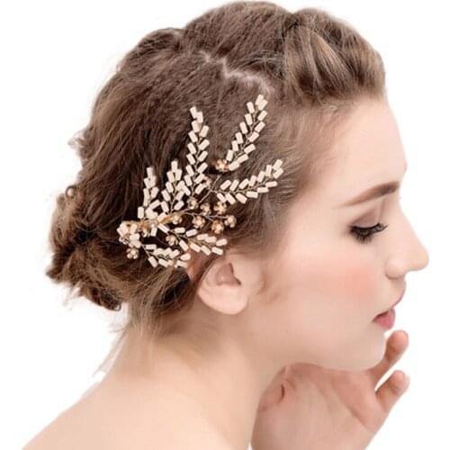 Rhinestone Flower Hair Clips Bridal Handmade Pearl Vine Hairpins Wedding Hair Accessory Prom Women Headpiece Jewerly Ornament