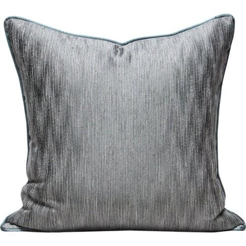High Precision Cushion Cover Modern Style Gray Striped Art Jacquard Pillowcase Bedroom Sofa Bed Decorations Square Throw Pillow