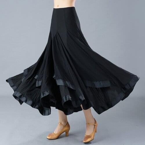 Adult Ballroom Dancing Skirt Black Flamenco Skirts Women Waltz Dancing Suit Standard Dance Costumes Standard Dance Wear D0797